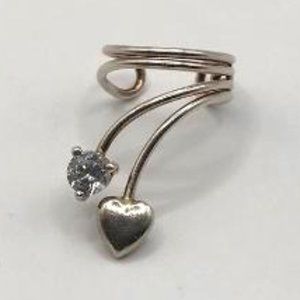 Sterling (925) Heart & Crystal Ear Cuff